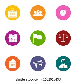 Argue icons set. Flat set of 9 argue vector icons for web isolated on white background