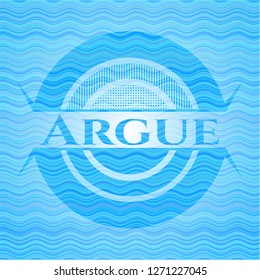 Argue light blue water wave emblem background.