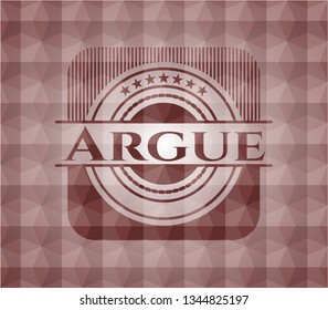 Argue red emblem with geometric background. Seamless.