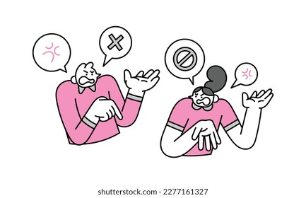 Arguing couple Hand Drawn Character Illustration
