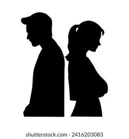 Arguing couple, silhouettes of quarreling parents, family quarrel silhouette