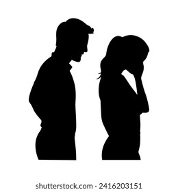 Arguing couple, silhouettes of quarreling parents, family quarrel silhouette