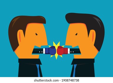 Arguing with different thoughts, Vector illustration in flat style