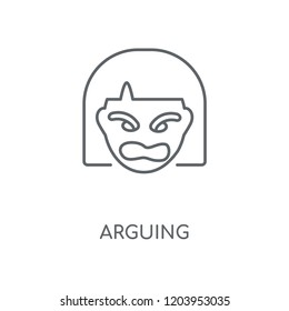 Arguing linear icon. Arguing concept stroke symbol design. Thin graphic elements vector illustration, outline pattern on a white background, eps 10.