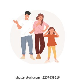 Arguing with parents isolated cartoon vector illustration. Naughty kid not listening to parents and closing ears, psychological health problems, child parent communication vector cartoon.