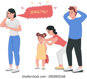 Arguing people semi flat color vector characters. Posing figures. Full body people on white. Anger management issues isolated modern cartoon style illustration for graphic design and animation