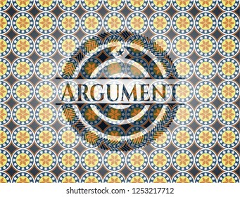 Argument arabic style emblem. Arabesque decoration.