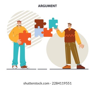 Argument concept. Controversy or disagreement conversation. Troubled communication between people. Alternative views or two opposites conflict. Flat vector illustration