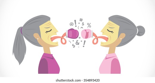 argument with glove in their tongue two old woman