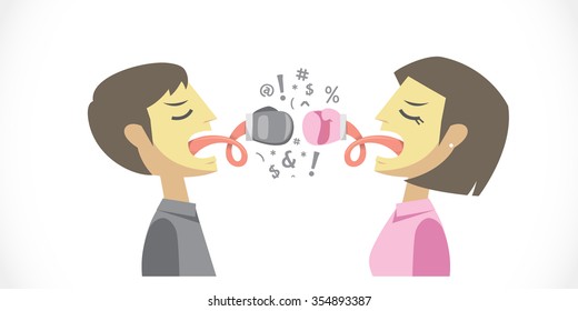argument with glove in their tongue young couple