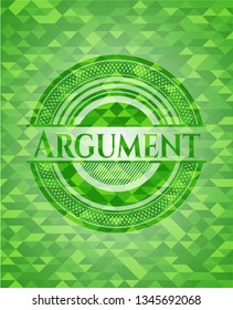 Argument green emblem with triangle mosaic background