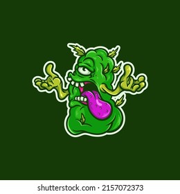 Argumentative Weed Nugget Monster Character Vector Illustration