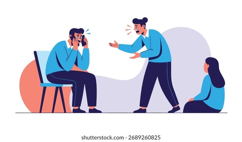 Arguments between people showing different emotions and perspectives.