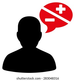 Arguments icon from Business Bicolor Set. Vector style: bicolor flat symbol, intensive red and black colors, rounded angles, white background.