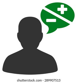 Arguments icon from Business Bicolor Set. Vector style: bicolor flat symbol, green and gray colors, rounded angles, white background.
