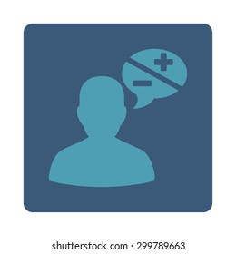 Arguments icon. Vector style is cyan and blue colors, flat rounded square button on a white background.
