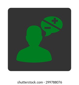 Arguments icon. Vector style is green and gray colors, flat rounded square button on a white background.