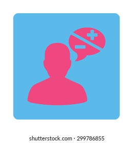 Arguments icon. Vector style is pink and blue colors, flat rounded square button on a white background.