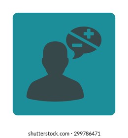 Arguments icon. Vector style is soft blue colors, flat rounded square button on a white background.