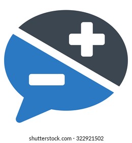 Arguments vector icon. Style is bicolor flat symbol, smooth blue colors, rounded angles, white background.