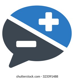 Arguments vector icon. Style is bicolor flat symbol, smooth blue colors, rounded angles, white background.