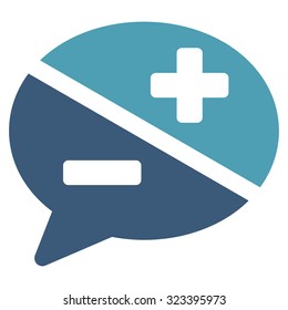 Arguments vector icon. Style is bicolor flat symbol, cyan and blue colors, rounded angles, white background.