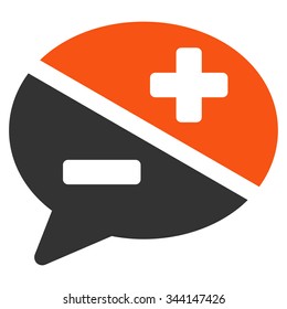 Arguments vector icon. Style is bicolor flat symbol, orange and gray colors, rounded angles, white background.