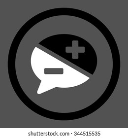 Arguments vector icon. Style is bicolor flat rounded symbol, black and white colors, rounded angles, gray background.