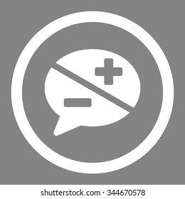 Arguments vector icon. Style is flat rounded symbol, white color, rounded angles, gray background.
