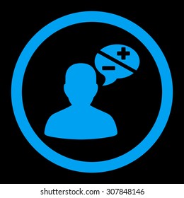 Arguments vector icon. This rounded flat symbol is drawn with blue color on a black background.