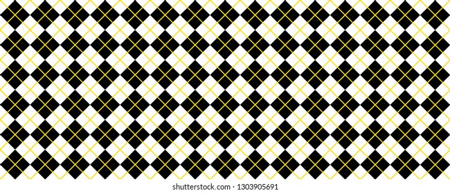 Argyle bavarian rhombic harlequin pattern Background lozenge diamond checkered check diamonds print plaid Vector Seamless Geometric shape flannel flanel textile texture fabric weaving square Yellow