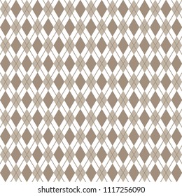 Argyle brown seamless pattern, rhombus background vectro illustration