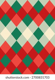 Argyle christmas vector pattern.Seamless geometric illustration pattern.Scotland argyll intarsia pastel element style.Design for fabric clothing,sweater,socks,wrapping,tablecloth,blanket,decoration.