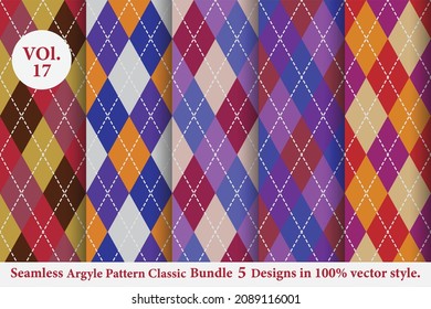 Argyle classic Pattern vector Bundle 5 designs Vol.17,Traditional,Fabric texture background