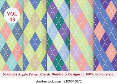 Argyle classic Pattern vector Bundle 5 designs Vol.43,Fabric texture background
