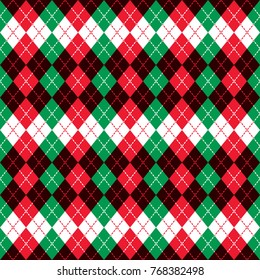 Argyle design in holiday colors repeats seamlessly.