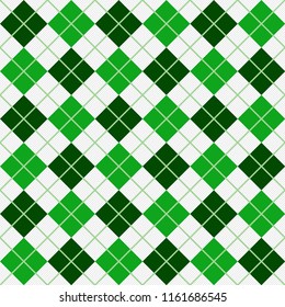 Argyle Diagonal Diamond Seamless Textile Pattern In Green Color