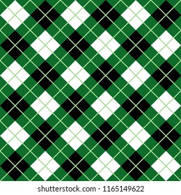 Argyle Diagonal Diamond Seamless Textile Pattern In Green Color