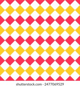 Argyle diamond background. Checkered lozenge seamless pattern. Vector illustration. Diagonal plaid texture. Rhombus prints. Modern geometric backdrop.