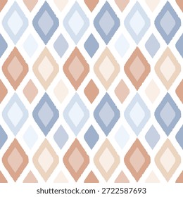 Argyle Diamond Seamless Pattern. Earth Tones Grunge Texture, Abstract Brush Strokes Vector Background