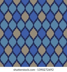 Argyle Diamanten Muster neuen Scheck Design in Blau, Gelb, Lavendelfarben. Einfache Geometrie auf dem gesamten Druckblock für Bekleidung, weibliche Kleidung, Modekleidung, Seidenschal, Badebekleidung.