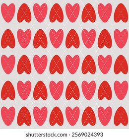 Argyle hearts seamless pattern. Valentine's Day cute background.