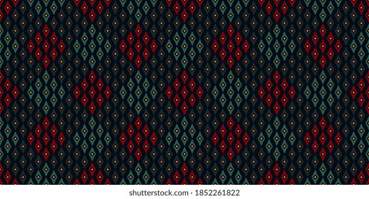 Argyle motif pattern royal blue plaid background halftone teal claret red diamond vintage tattersall ornament. Simple geo allover print block for textile, packaging bag, wrapping cloth, gift cards