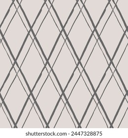 Argyle pattern from brush strokes. Vector diamond background. Seamless irregular ornament. Traditional painted fabric print. Grandpacore motif