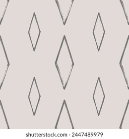 Argyle pattern from brush strokes. Vector diamond background. Seamless irregular ornament. Traditional painted fabric print. Grandpacore motif