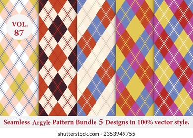 Argyle Pattern Bundle 5 designs Vol.87,geometric,Knitted,plaid