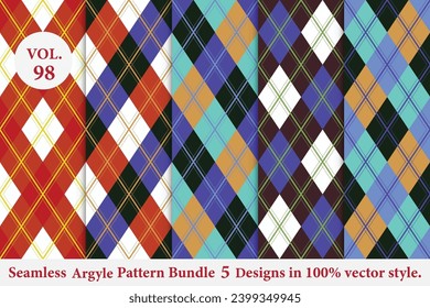 Argyle Pattern Bundle 5 designs Vol.98,geometric,Knitted,plaid