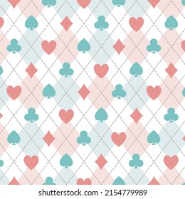 Argyle pattern with card suits - vector-