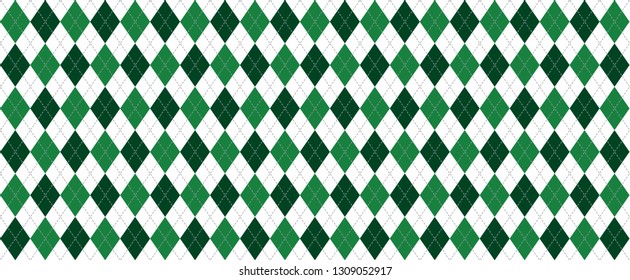 Argyle pattern. Clover leaves luck  lucky hojas. Vector Irish Shamrock leaves. Happy St Patrick's Day fun funny St paddy's day pattern Saint Patricks day stout rugby festival banner lozenge diamond