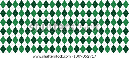 Argyle pattern. Clover leaves luck  lucky hojas. Vector Irish Shamrock leaves. Happy St Patrick's Day fun funny St paddy's day pattern Saint Patricks day stout rugby festival banner lozenge diamond